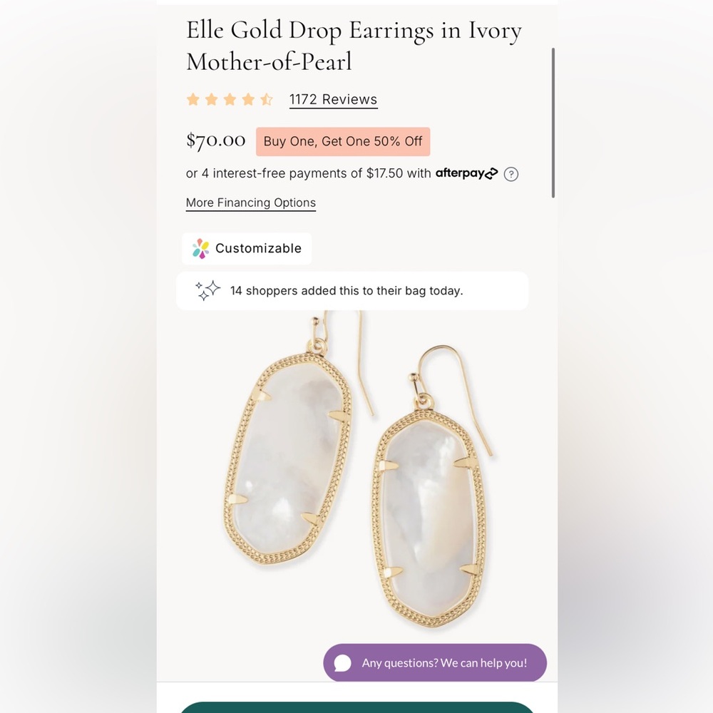 Elle Gold Drop Earrings in Ivory Mother-of-Pearl